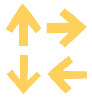 黄色いカクカク矢印セット 矢印,こっち,こちら,あちら,あっち,ここ,案内,表記,上,下のイラスト素材