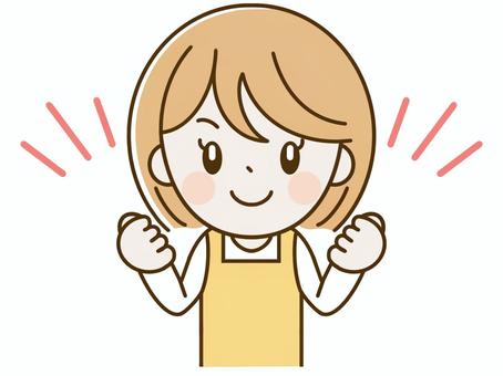 ガッツポーズの主婦 人物,主婦,お母さんのイラスト素材