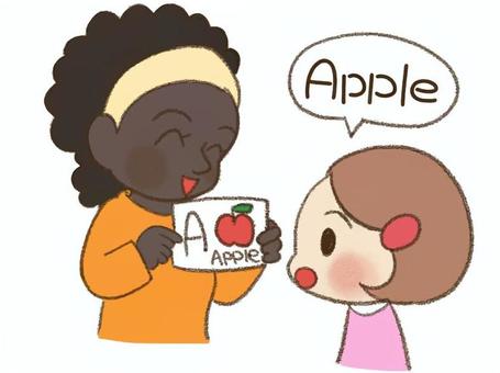 英語を習う女の子 視覚支援,お支度ボード,絵カード,スケジュール,子ども,英語,塾,スクール,通う,英語教室のイラスト素材