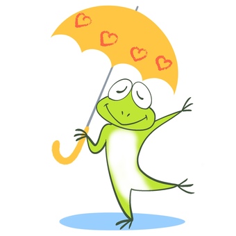 雨の日3 雨の日3 傘,雨傘,カエルのイラスト素材