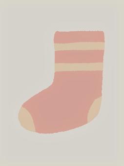 靴下のポストカード 靴下,ポストカード,かわいい,手書き,手描き,ほっこり,ゆるふわ,くすみ,ピンク,シンプルのイラスト素材