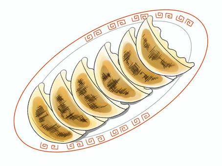一列に並んだ餃子 餃子,焼き餃子,中華,料理,食べ物のイラスト素材