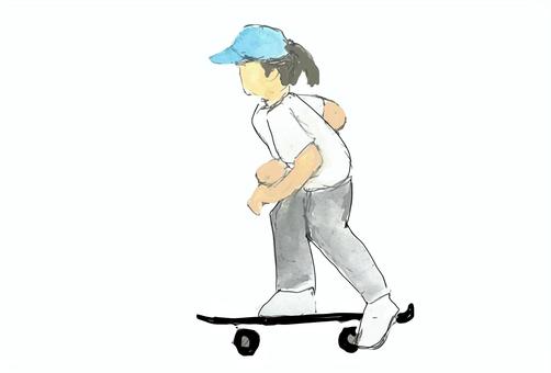 Illustration, skateboard, man, player, 