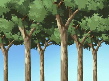 Illustration, woods, blue sky, green, 