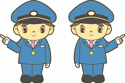 指を指す鉄道員 駅員,車掌,運転士,運転手,鉄道員,乗務員,鉄道,新幹線,路面電車,地下鉄のイラスト素材