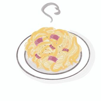 カルボナーラ カルボナーラ カルボナーラ,パスタ,スパゲッティ,イタリアン,麺類,料理,食べ物,卵,クリームソース,粉チーズのイラスト素材