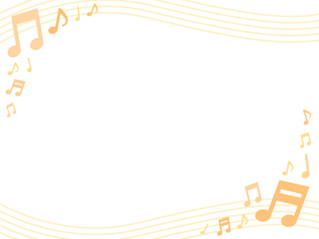 BGM・イベント告知・音符・音楽フレーム 音符,音楽,フレーム,背景,横,黄色,譜面,波線,枠,飾りのイラスト素材