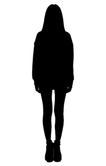 立ってる女性 立つ,立ちんぼ,女性,待ち合わせ,シルエット,家出,少女,痩せてる,直立,黒髪のイラスト素材