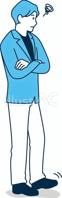 イライラする男性　貧乏ゆすりをする男性 イライラ,もやもや,悩むのイラスト素材