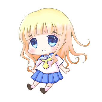 Blond female student _ mini character, woman high student, high school student, middle school students, JPG and PNG