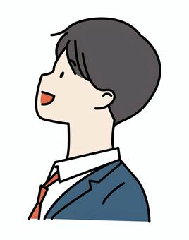 上を向くブレザーの男子学生 男子,男子高校生,高校生,中学生,学生,男性,男,ワイシャツ,ネクタイ,ブレザーのイラスト素材