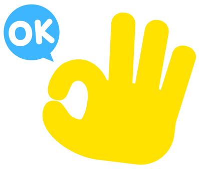 黄色い手（OKの丸） 手,ok,黄色,アイコン,ハンドサインのイラスト素材