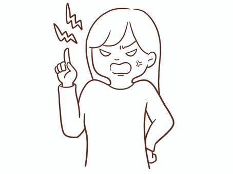 激怒している女性(色なし) 女性,女の子,人物,上半身,怒る,キレる,激怒,注意,忠告,クレームのイラスト素材