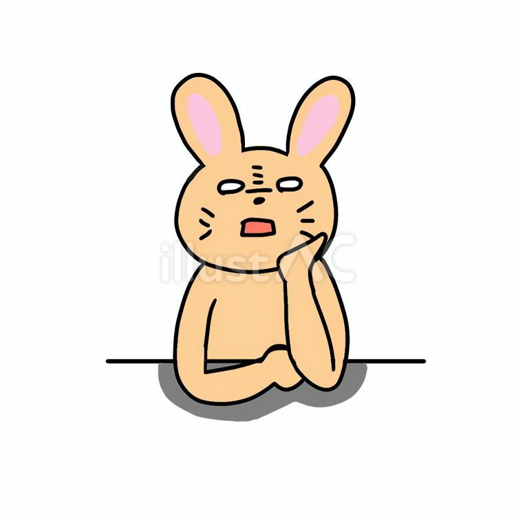 頬杖をついて嫌そうなうさぎ うさぎ,動物,キャラのイラスト素材
