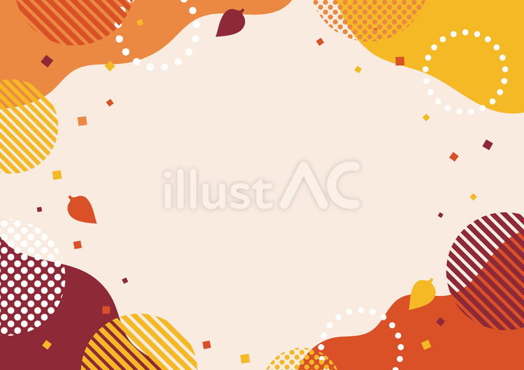 秋の紅葉した葉と流体シェイプの背景素材3 秋,背景,フレームのイラスト素材
