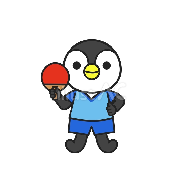 卓球のラケットを持ったペンギン かわいい,動物,キャラのイラスト素材