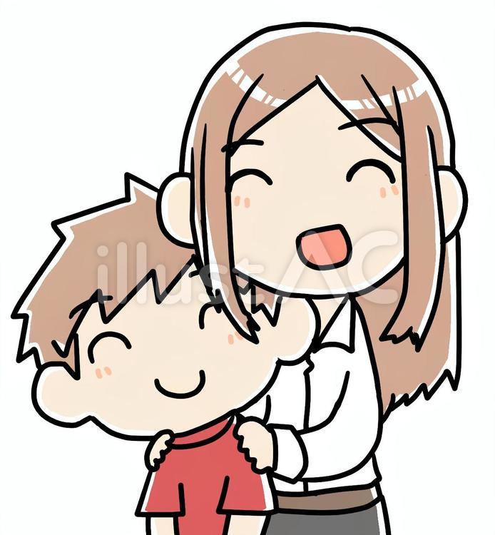 母と息子 母,息子,母子のイラスト素材