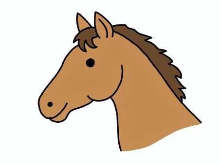 優しい表情の馬の横顔 馬,午年,笑顔,正月,新年,新春,年賀状,手描き,シンプル,線画のイラスト素材