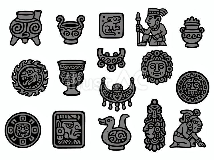 古代遺物のイメージアイコン 仮面,レリーフ,人のイラスト素材