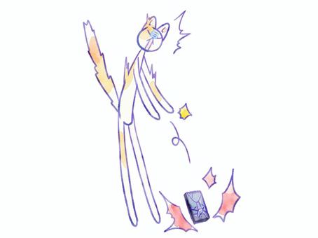 スマホ落下猫 猫,可愛い,スマホ,落とす,ヒビ,故障,壊れる,うっかり,水彩風のイラスト素材