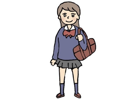 カバンを持った女子高生(ロングヘア) カバンを持った女子高生(ロングヘア) 女子高生,ロングヘア,カバン,制服,学校のイラスト素材