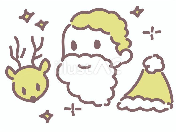 クリスマスの手描き素材 クリスマス,サンタクロース,トナカイのイラスト素材