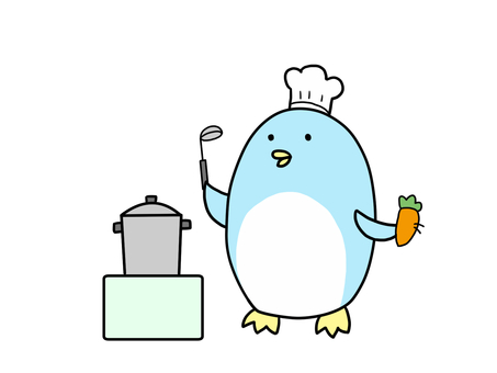 料理をするペンギン 料理をするペンギン 料理,クッキング,鍋のイラスト素材