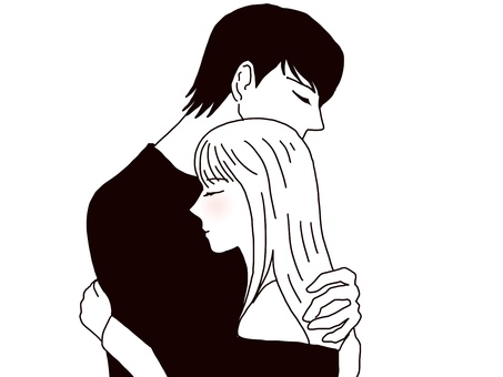 ハグするカップル 恋愛,ハグ,カップル,男女,恋人,彼氏,彼女,両思い,抱く,愛のイラスト素材