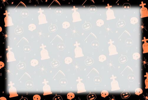 ハロウィンメッセージカード ハロウィン,背景,カボチャ,パターン柄,かわいい,髑髏,骨,鎌,蜘蛛,お墓のイラスト素材