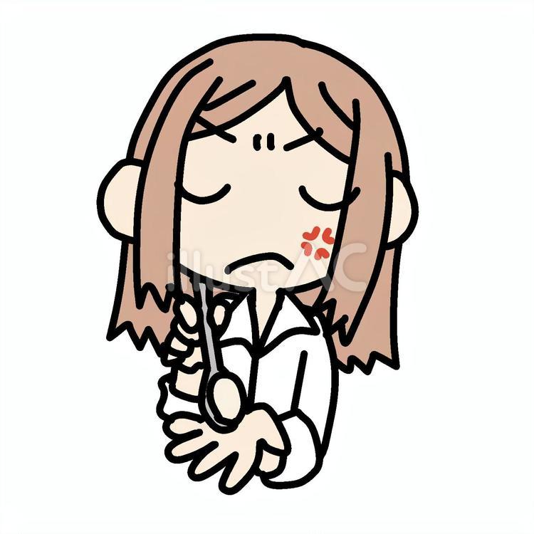 怒ってあーんしてくる女性 女性,あーん,怒るのイラスト素材