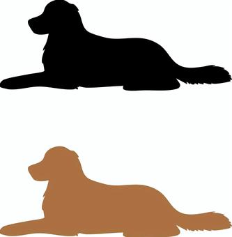 ゴールデンレトリーバーのシルエット1 ゴールデンレトリーバーのシルエット1 犬,シルエット,ゴールデン,ゴールデンレトリーバー,伏せ,茶色,黒のイラスト素材