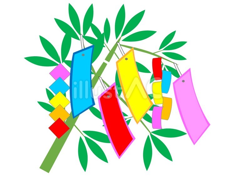 七夕10　短冊 七夕,笹,葉のイラスト素材