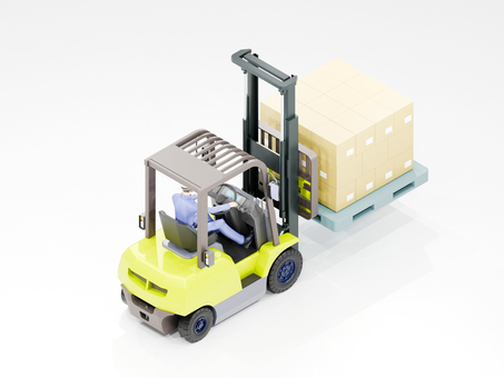 自動車CGイラスト09_リヤ フォークリフト,乗り物,荷役,重機,パレット,自動車,アイソメトリック,等角投影法,立体,3dのイラスト素材