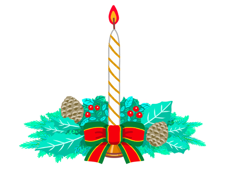 クリスマス 豪華なキャンドル（線なし） クリスマス,ロウソク,キャンドル,聖夜,イヴ,冬,12月,イベント,ホリデー,web素材のイラスト素材