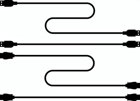 USBケーブル(モノクロ) USBケーブル(モノクロ) usbケーブル,hdmi,usb,hdmiケーブル,ケーブル,接続,ビジネス,線,機器,家電のイラスト素材