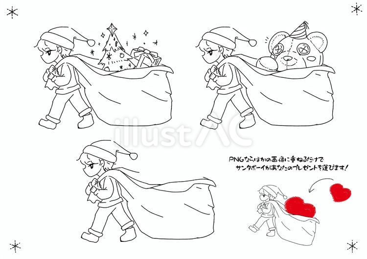 小さなサンタクロースお仕事中（男の子） クリスマス,プレゼント,ギフトのイラスト素材