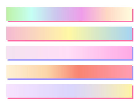 色々グラデーションのテロップベースセット テロップベース,テロップ,フレーム,横長,横向き,グラデーション,かわいい,ガーリー,影,立体的のイラスト素材