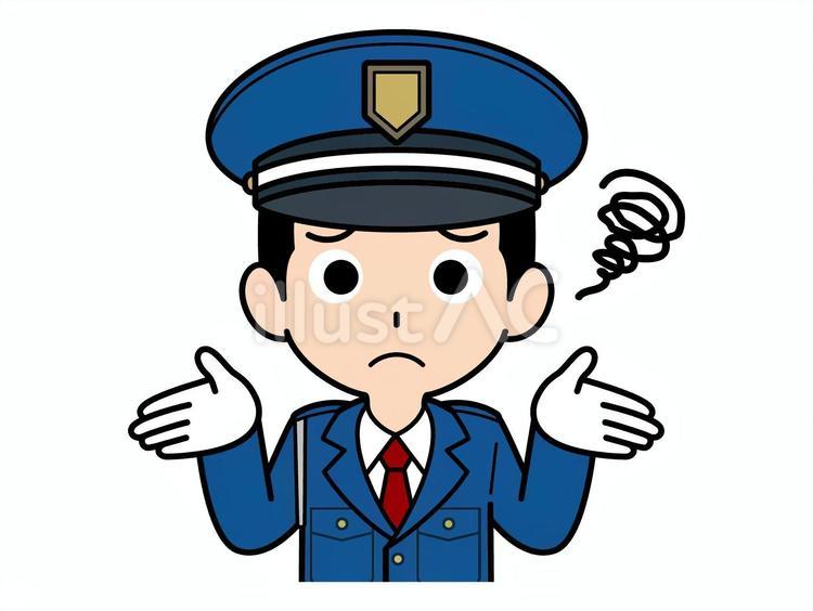 困った顔の警備員の男性 警備員,警備,男性のイラスト素材