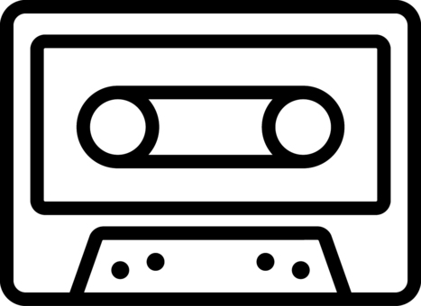 ピクトグラムの黒のカセットテープです。 ピクトグラム,カセットテープ,シンプル,カセット,テープ,ミュージック,音楽,レトロ,アナログ,オールドメディアのイラスト素材