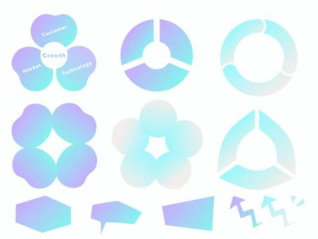 【ビジネス】抽象図形吹き出しセット ビジネス,ベン図,抽象図形,図形,吹き出し,セット,グラデーション,シンプル,資料,要素のイラスト素材
