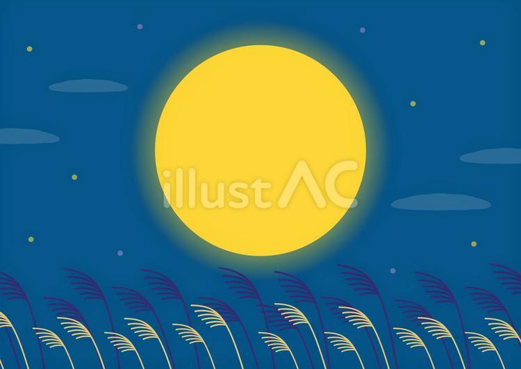 お月見の満月のフレーム、十五夜の背景 お月見,月見,秋のイラスト素材