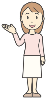  ロングヘア女性-056-全身 案内,笑顔,女性,女の子,人物,かわいい,微笑む,にっこり,ニコニコ,手かざしのイラスト素材