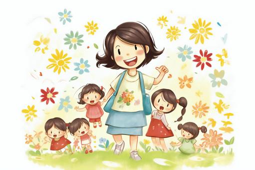 Illustration, childminder, kindergarten, recruit, 