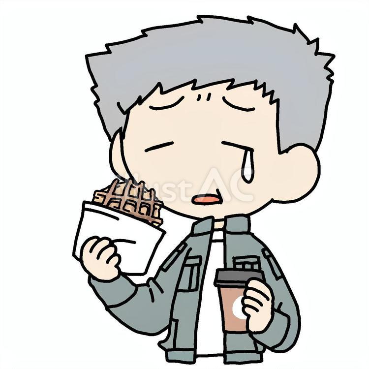 ワッフルと泣くおじいさん おじいさん,ワッフル,泣くのイラスト素材