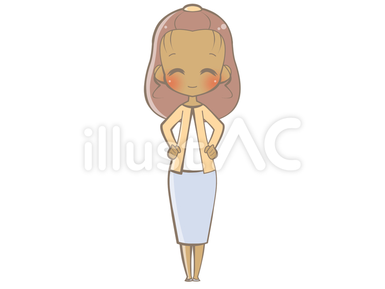 全身-女性-腰に手-笑顔201028 女性,笑顔,全身のイラスト素材