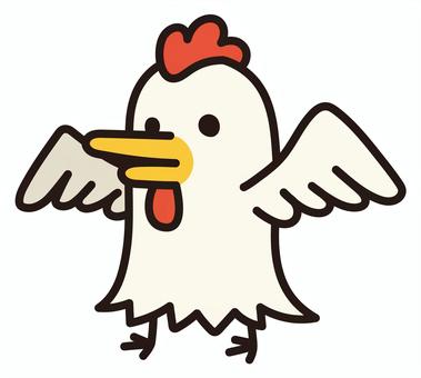 両手を広げたかわいいニワトリ 鶏,にわとり,鳥,家禽,動物,生き物,万歳,歓迎,元気,かわいいのイラスト素材