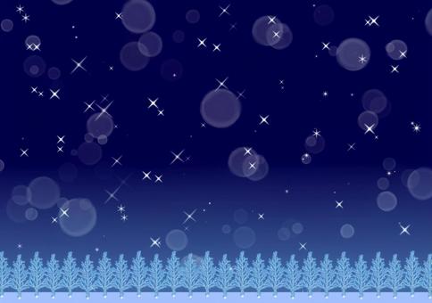 樹木イルミネーションとキラキラ星の冬の夜 樹木,イルミネーション,木,並木,電飾,冬,玉ボケ,星,グラデーション,夜のイラスト素材