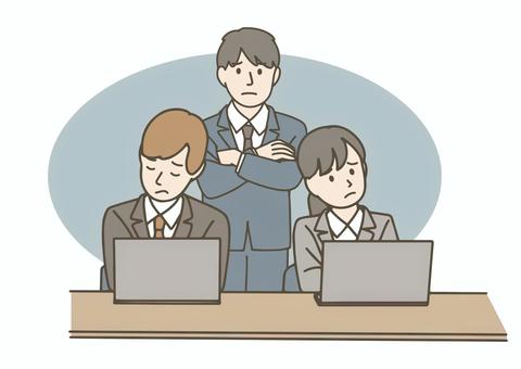 悩んでいる三人のビジネスマン（スーツ） ビジネスマン,若手社員,上司,スーツ,会社員,職場,会議,悩む,困る,問題のイラスト素材