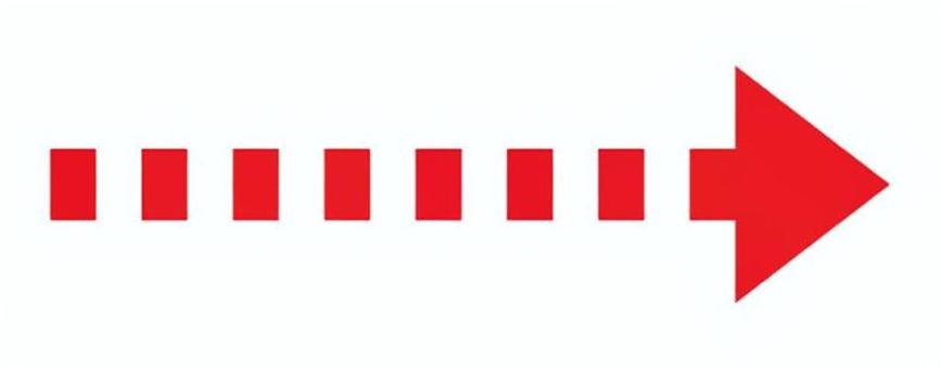 点線矢印_赤 矢印,点線,破線,右,赤,方向,向き,目印,ポインター,シンプルのイラスト素材