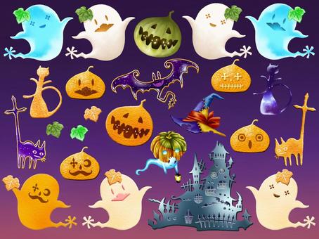 Halloween motif set, halloween, ghost, city, JPG and PNG